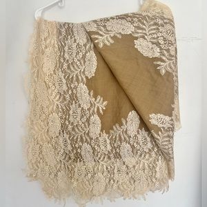 50% Silk 50% Wool Lace Tan Pashmina